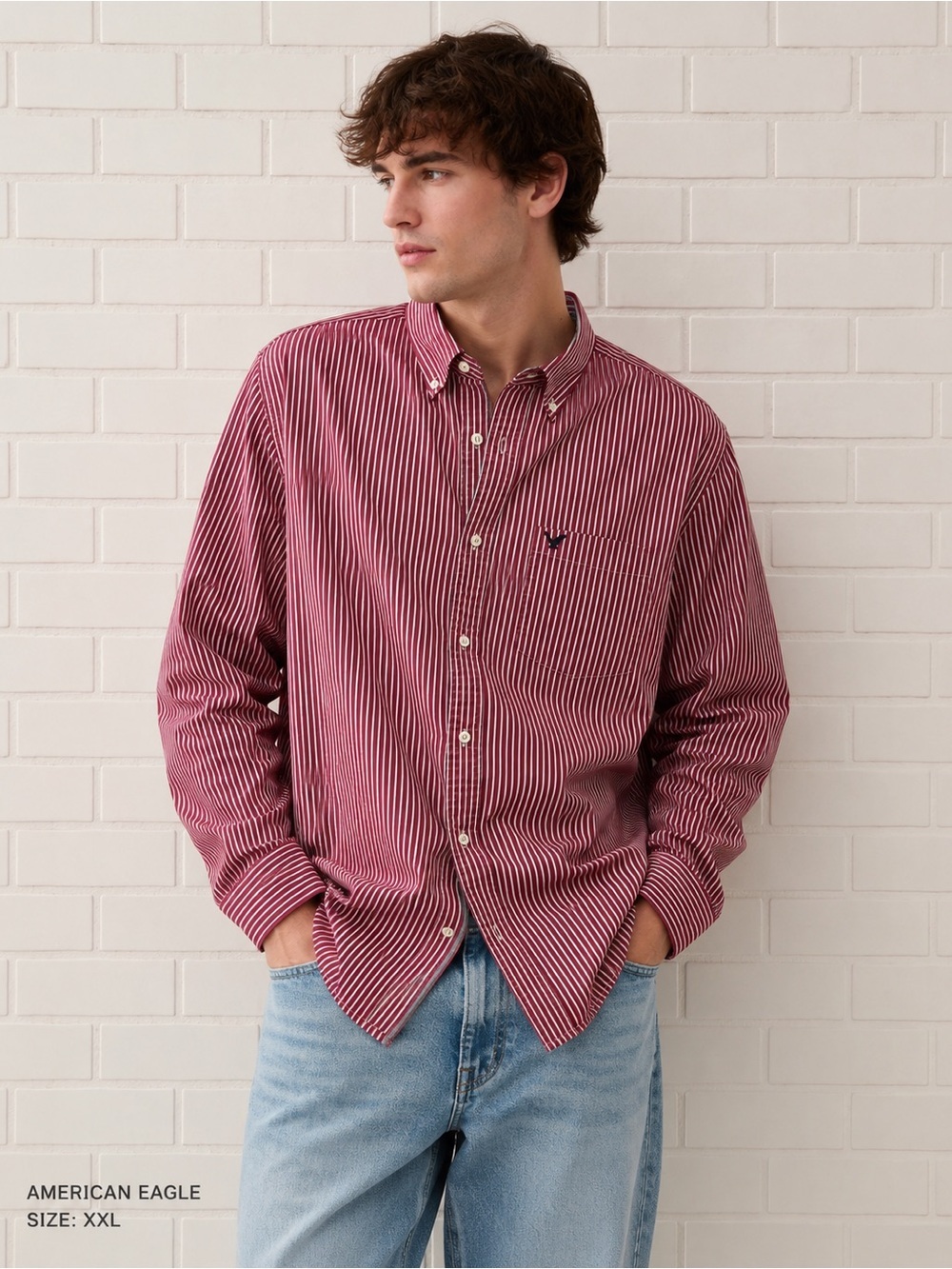 AMERICAN EAGLE men long sleeve button down shirt/size XXL